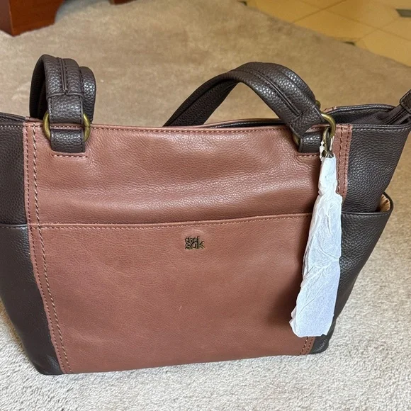 The Sak Two-Tone Brown Leather Shoulder Bag - Picture 2 of 9